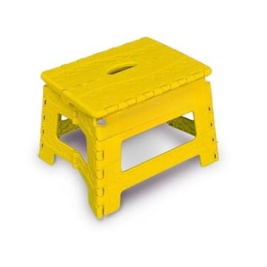 Imagem de Banqueta Dobrável Resistente 100kg Grande e Pequena | Banco Portátil para Camping, Pesca, Praia e Piquenique(PEQUENA AMARELA)