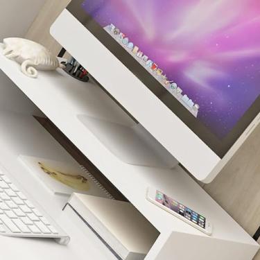 Imagem de aqxreight Suporte de Monitor Riser Ergonômico Monitor de Computador Suporte Riser Espaço de Armazenamento Extra Desktop Notebook Base Elevada Branco Quente Use o Design de Espaço Confortável (Branco