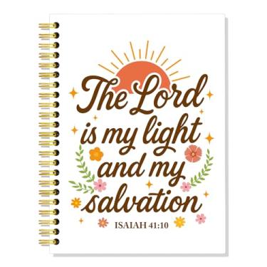 Imagem de SRWNFOS Caderno espiral forrado The Lord Is My Light And My Salvation, caderno religioso de capa dura com 160 páginas, diário de escrita cristã para mulheres, versículo bíblico, presentes cristãos