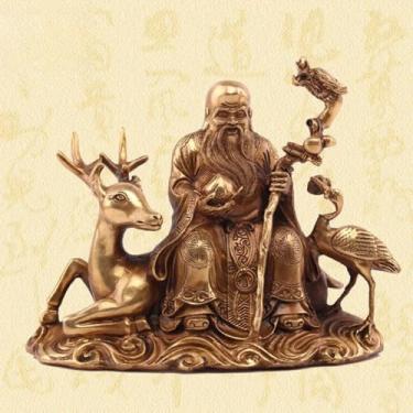 Imagem de FENNYYAR Estátua de Buda de Veado Montando Cobre, 21 cm 20,8 cm, para sala de estar, escritório, decoração de mesa, presente, decoração de casa