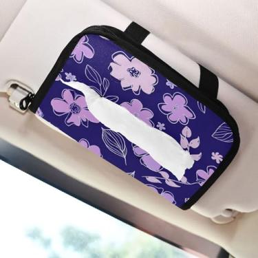 Imagem de SEHANY Porta-lenços de papel de carro floral fofo colorido, caixa de lenços para carro, viseira solar, porta-guardanapos retangular, dispensador de máscara de carro, caixa de lenços para veículos