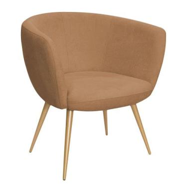 Imagem de Poltrona Decorativa Isis Pés Palito Ouro Fosco Bouclé Terracota - Next
