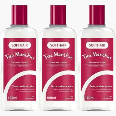 Imagem de Kit 3 Sabonete Liquido Tira Manchas Removedor Henna Testa Orelhas E Mã