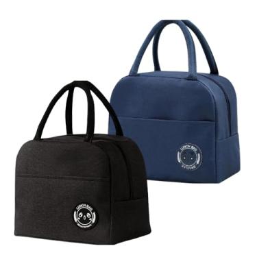 Imagem de Milton Lunch Bags for Women Work Student Kids to School Waterproof Thermal Cooler Tote Bag Picnic Organizer Storage Tiffin Box Portable and Reusable(Pack of 2) (Black & Blue)
