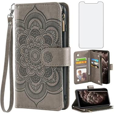 Imagem de Asuwish Capa carteira compatível com iPhone 11 Pro Max 6.5 e protetor de tela de vidro temperado flor couro flip porta-cartões com suporte para celular para iPhone11 11pro Promax i XI Plus mulheres