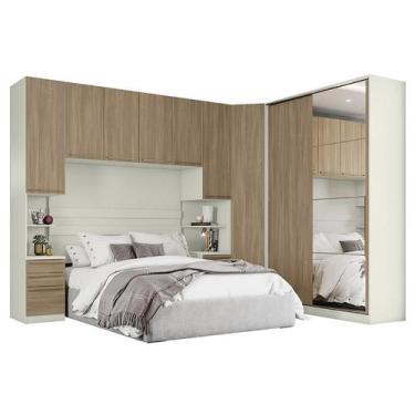 Imagem de Quarto Modulado Casal Seletto 5 Peças 2 Portas Deslizante Areia/Jequit