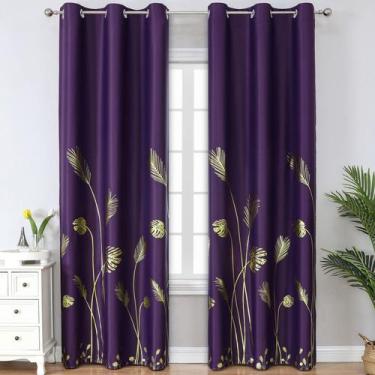 Imagem de Cortinas Blackout Estelar Textiler Morado con Palma Dorada 96x213 cm