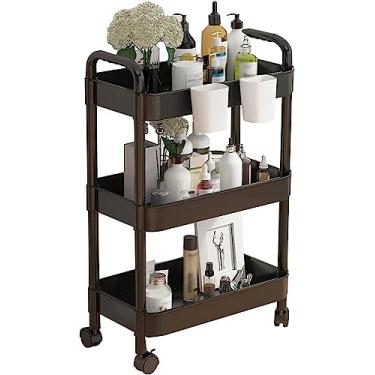 Imagem de Carrinho de carrinho de salão de acrílico com rodas de freio silenciosas, alta capacidade de carga, rack de armazenamento multicamadas, organizador de ferramentas de rolamento de 3 níveis, design