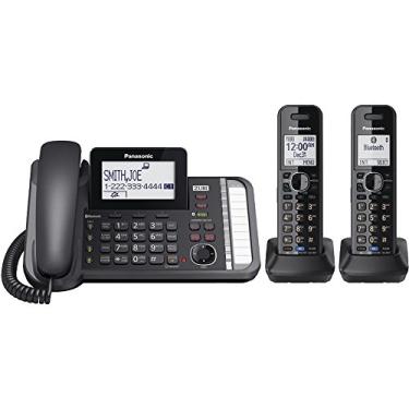 Imagem de Panasonic Sistema De Telefone Com Fio/Sem Fio De 2 Linhas Com - Secretária Eletrônica, Link2Cell, Conferência De 3 Vias, Bloco De Chamadas, Deto De Longo Alcance 6.0, Bluetooth - Kx-Tg9582B