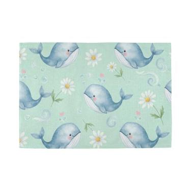 Imagem de Burbuja Jogo americano fofo de margarida de baleia, conjunto de 6, tapetes de mesa laváveis antiderrapantes, resistentes ao calor, para cozinha, mesa de jantar, ambientes internos e externos