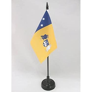 Imagem de Bandeira de mesa de capital australiana 10 cm x 15 cm - Bandeira de mesa da Austrália 15 x 10 cm - Bastão e base de plástico preto - AZ FLAG