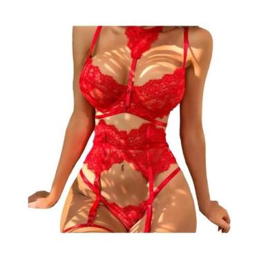 Imagem de Conjunto De Sutiã Transparente Sexy Para Mulheres, Lingerie De Uma Peç