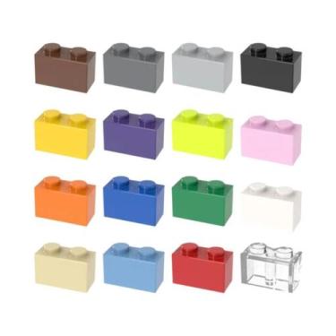 Imagem de 40 Peças Blocos De Montar DIY 1x2 Pontos ABS Educacionais Criativos Co