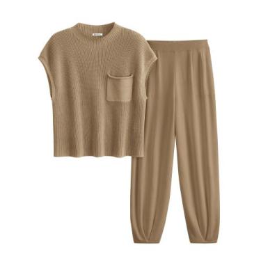 Imagem de Conjunto de Moletom PRETTYGARDEN Verão Blusas de Tricô Calças de Cintu