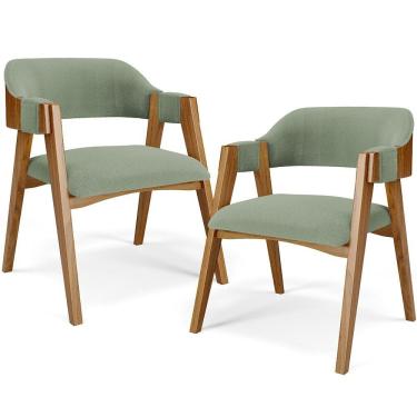 Imagem de Kit 02 Cadeiras Para Sala De Jantar E Estar Living Estofada Suran L02 Bouclê Oliva - Lyam