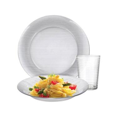 Imagem de Conjunto Aparelho De Jantar Duralex Diamante Vidro Temperado Jogo Prat