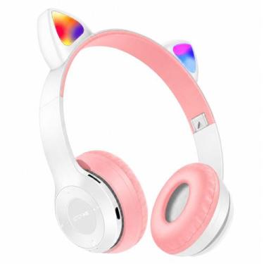 Imagem de Fone de Ouvido Orelhas de Gato Infantil com Leds Bluetooth Dobrável Br