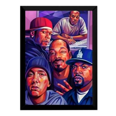 Imagem de Quadro Arte Rap Masters Hip Hop Moldura Preta 42x29 Cm