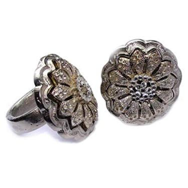 Imagem de Caixa Com 6 Porta Guardanapos Flor Com Cristais Sarquis Samara Prata