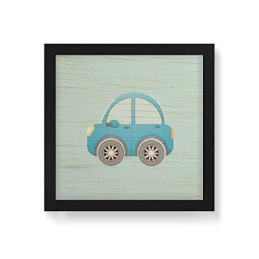 Imagem de Arte Maníacos Quadro Decorativo em Madeira Carrinho Azul - 30x30cm (Moldura caixa em laca preta)