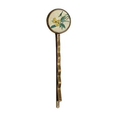 Imagem de Loquat — Chapéu de metal retrô com pintura chinesa com penas bordadas