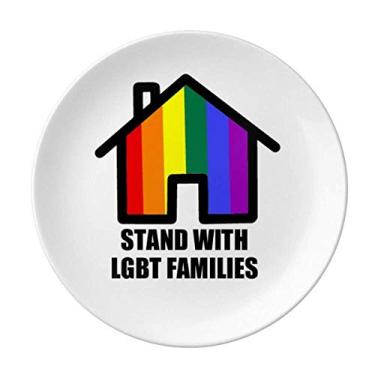 Imagem de Suporte com placa LGBT Families Prato decorativo de porcelana Salver Prato de jantar