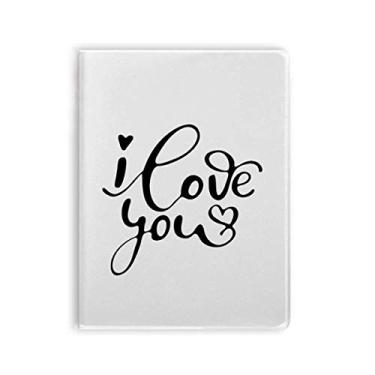 Imagem de Caderno estilo frase "I Love You Heart", capa de goma para diário de capa macia