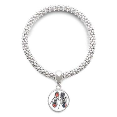 Imagem de DIYthinker Pulseira de prata com pingente de corrente ajustável com estampa de bandeira dos EUA Reino Unido