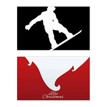 Imagem de Jumping Skateboarding Sport Black Outline Holiday Holiday Merry Christmas Cartões de parabéns Mensagem de Natal