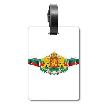 Imagem de Bandeira da Bulgária com emblema nacional para mala, etiqueta para bagagem e cartão de bagagem