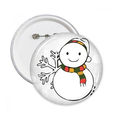 Imagem de Boneco de neve com ilustração de floco de neve e broche redondo, decoração de roupas, 5 peças, presente