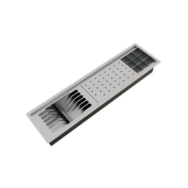 Imagem de Calha Úmida Canal Equipado Inox Escorredor Louça Embutido