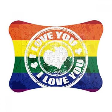 Imagem de Moldura de quebra-cabeça Love LGBT com marcador de arco-íris, enfeite de jogo de quebra-cabeça