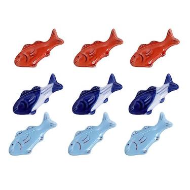 Imagem de Leadigol 9 peças descanso de pauzinhos de peixe, suporte de pauzinhos japoneses de cerâmica, suporte de desenhos animados de pauzinhos de cerâmica, suporte de pauzinhos para colher e garfo