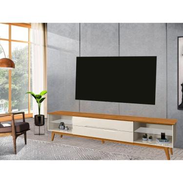 Imagem de Rack para TVs até 65 Polegadas 181cm 2 Gavetas 4 Nichos Tebarrot Off White/Marrom