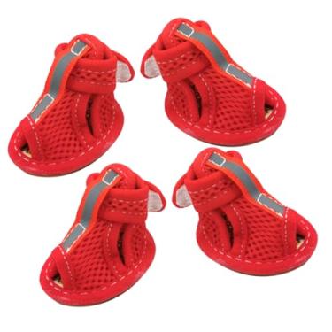 Imagem de Parliky 4 Pcs sandálias para animais de estimação sapatos de cachorro respiráveis sapatos de cachorro de malha sapatos para cães sapatos de cão sapatos antiderrapantes verão