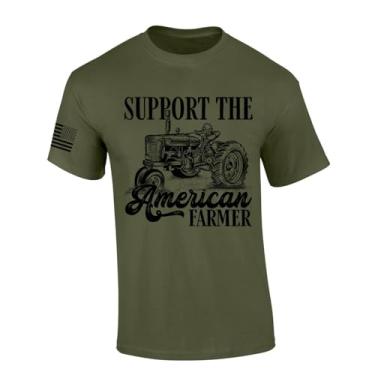 Imagem de Camiseta masculina de manga curta Farmer Support Your Local Farmers, Verde militar, XXG