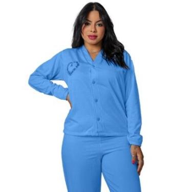 Imagem de Pijama Manga Longa Feminino Aberto Moletim Flanelado Cs 0161-Feminino