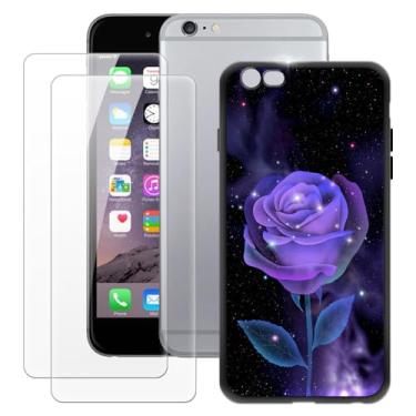 Imagem de MILEGOO Capa para iPhone 6 Plus + 2 peças protetoras de tela de vidro temperado, capa ultrafina de silicone TPU macio à prova de choque para iPhone 6S Plus (5,5 polegadas) rosa