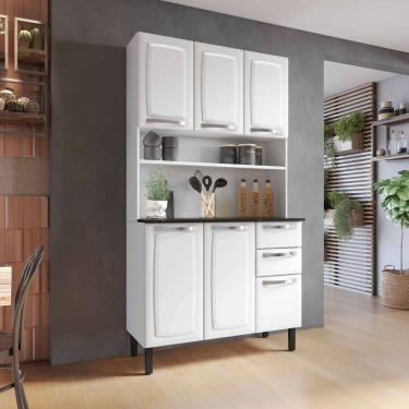 Imagem de Kit de Cozinha Compacta Aço 6 Portas 2 Gavetas Pratika Branco - Rede Móveis