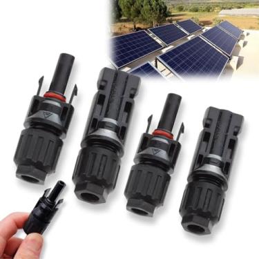 Imagem de Kit 2 Pares de Plug Terminal Conector MC4 Cabo Painel Energia Solar Placa Fotovoltaica Instalação de Módulo Inversor Macho e Fêmea