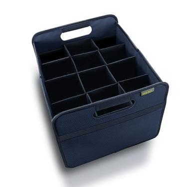 Imagem de meori Porta-vinho dobrável com 12 garrafas azul marinho protege o transporte de vidros para armazenamento de licor, compras, viagem, acampamento, trailer
