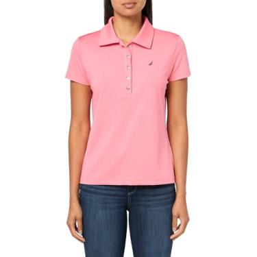 Imagem de Nautica Camisa polo feminina de algodão interloque de manga curta e gola macia, Confetes, M