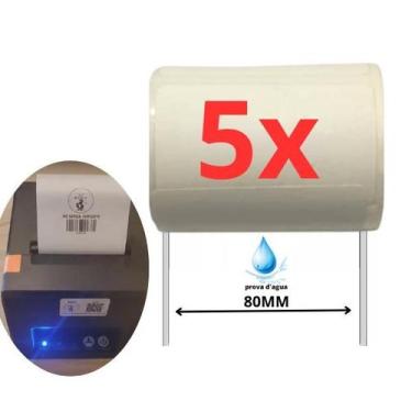 Imagem de 5 Etiqueta Contínua Adesiva P/ Impressora 80mm PROVA DAGUA - Xd Mega I