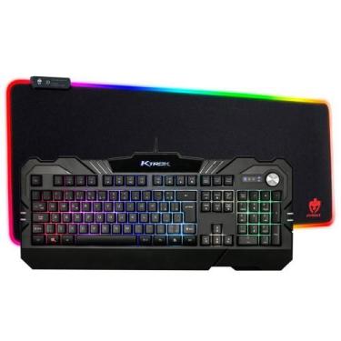 Imagem de Kit Gamer Teclado Semi Mecanico Com Led E Mousepad Rgb 70X30 - Ktrok