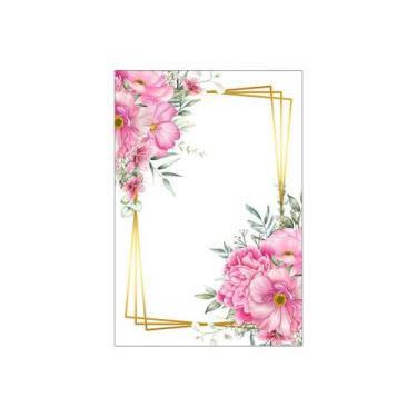 Imagem de Painel De Festa Vertical 1,50 x 2,20 - Floral Rosa Com Dourado 141 - V