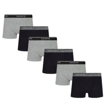 Imagem de 6 Cuecas Infantil Boxer Box De Algodão Para Meninos  - Selene, Preto, 