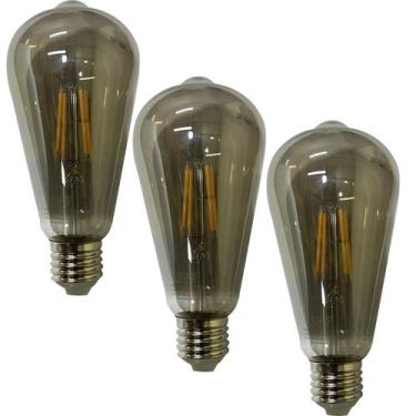 Imagem de Lampada Led Multi Filamento Fume 30W Vintage Kit 3 Uni Bivolt Iluminaç