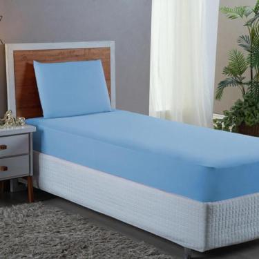 Imagem de Roupa de Cama Solteiro 2 pç Percal 400 Fios ul Claro - Bordando Enxova