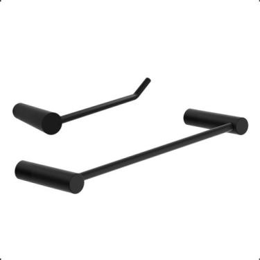 Imagem de Kit de Acessórios para Banheiro Modelo Orion Preto Fosco Grego Metal